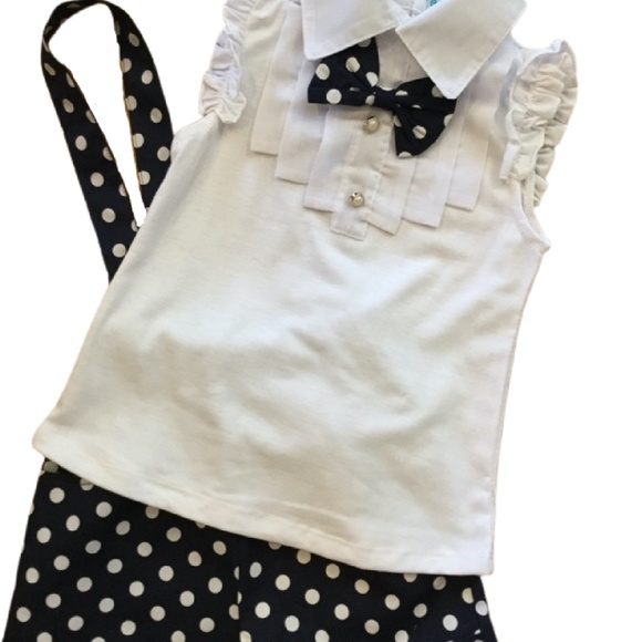 Polka Dots Overall Shorts -  2 Pcs - Set Size 3T - Picture 4 of 7